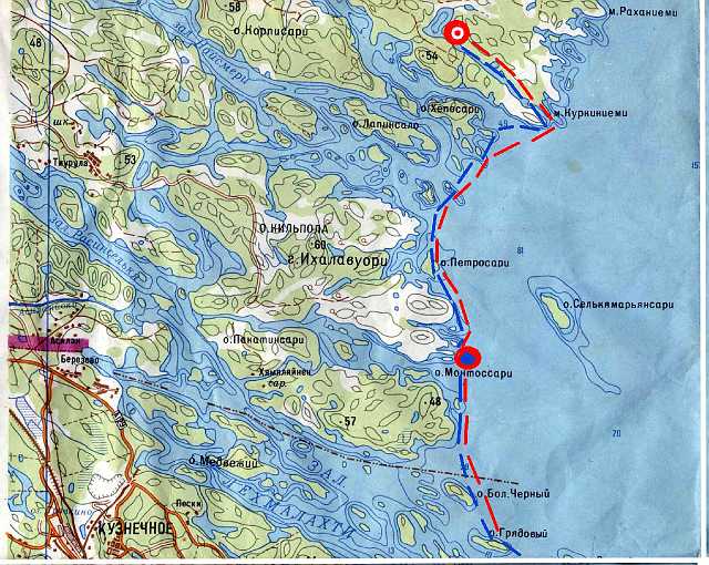 karta2.jpg - Цель похода - залив Кочерга (Муролахти) на северо-западе Ладожского озера